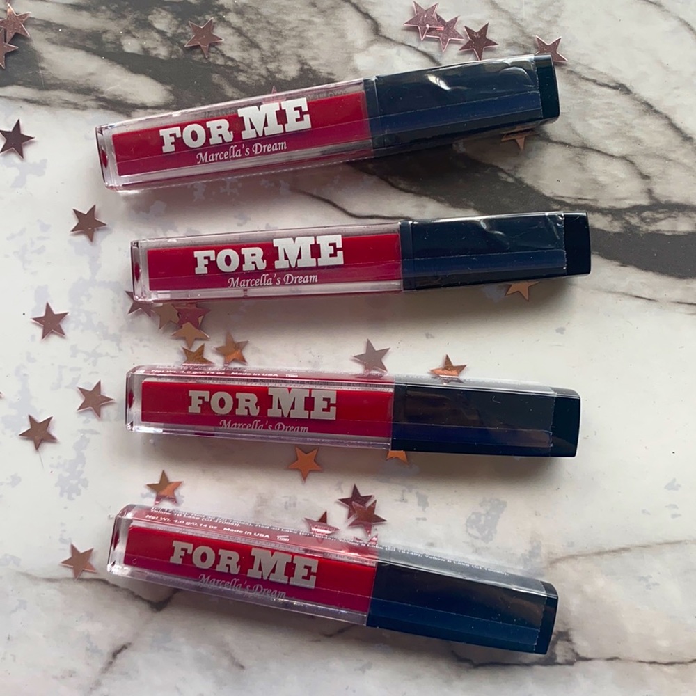 Dark red liquid lipstick